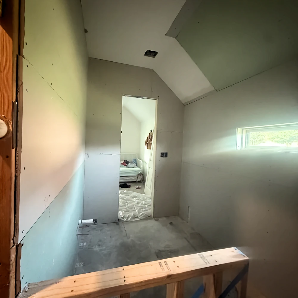 Bathroom with new, moisture resistant, drywall.